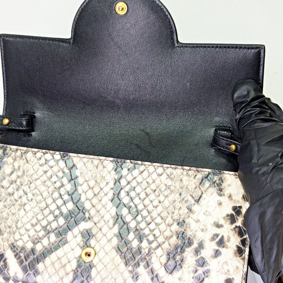 Balmain B-Buzz Snakeskin-Embossed Leather Gold Chain Clutch Wallet (MSRP $1,095) - Picture 16 of 16